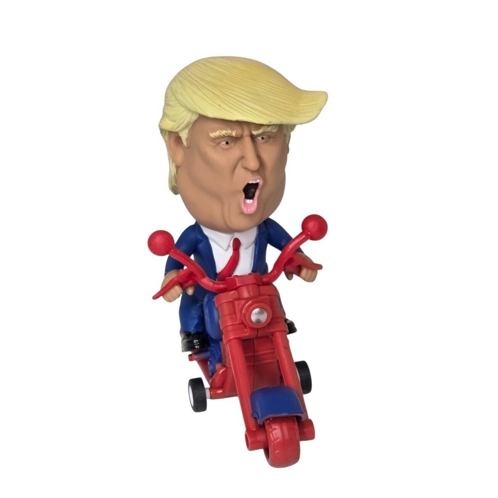 Donald Trump President Funny Face Red Motorcycle Figurine Toy Novelty
